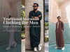 Man wearing hooded Moroccan djellaba and moroccan thobe, part of traditional Moroccan clothing for men