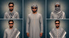 Five ways to wear a keffiyeh for men: shoulder drape, head wrap with agal, neck wrap, desert wrap and one-shoulder toss