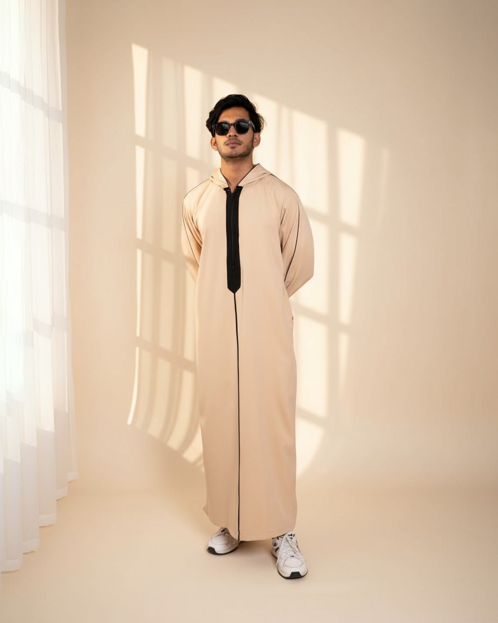 Djellaba Light Khaki Half View for Men – Furqanwear Canada