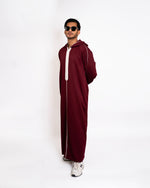 Men's Burgundy Djellaba Full Length View – Furqanwear