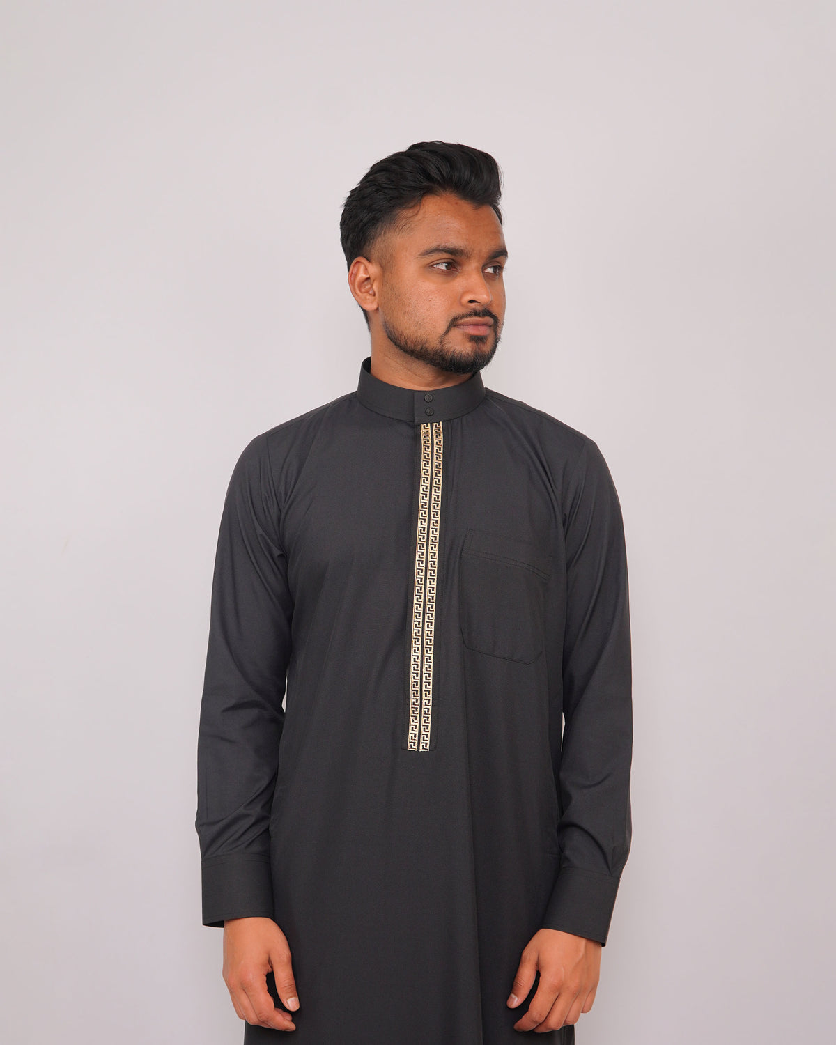 Black thobe embroidered.