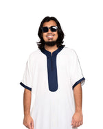 WHITE MOROCCAN | NAVY EMBROIDERED
