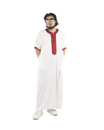 WHITE MAROON MOROCCAN THOBE