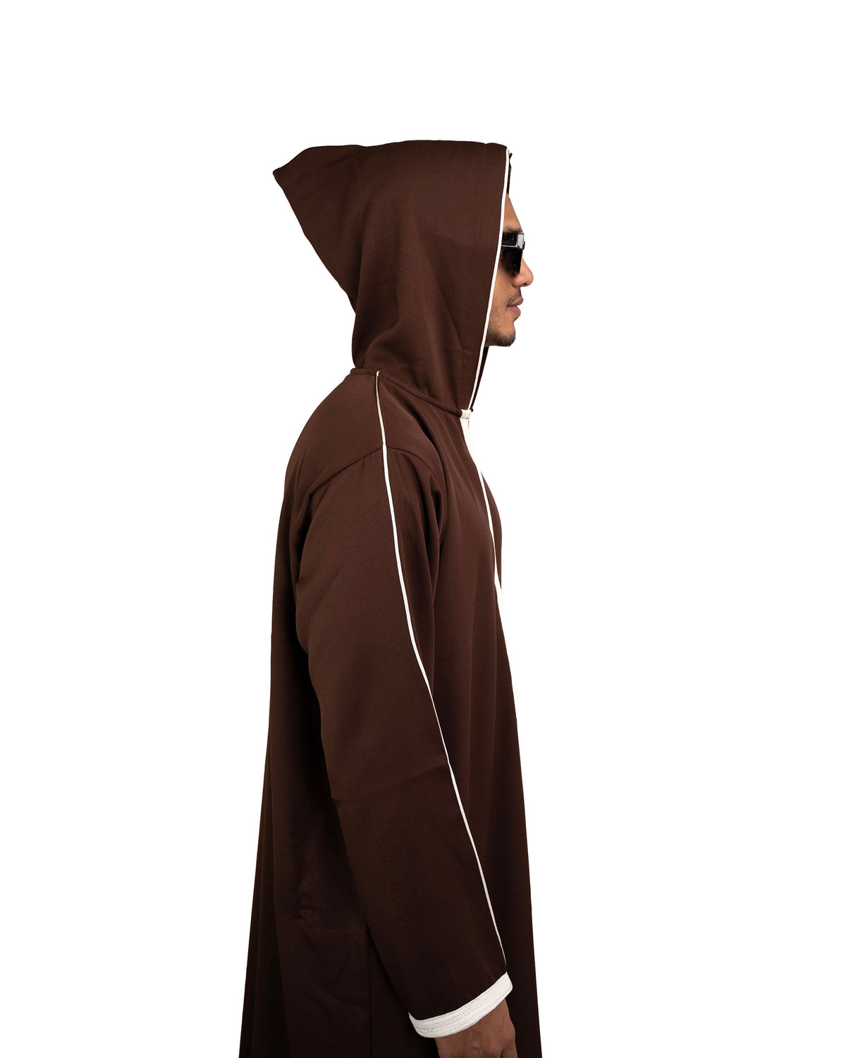 Djellaba Wooden Brown for Men – half Length side View | Furqanwear