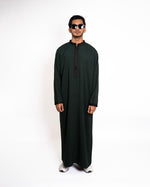 Royal Thobe Night Grey Half View for Men – Premium Islamic Wear Canada