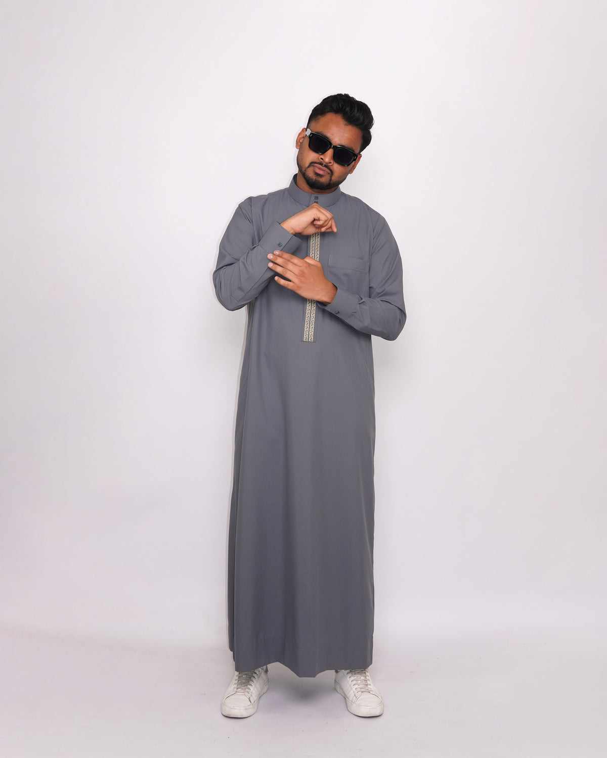 Grey Thobe Embroidered.