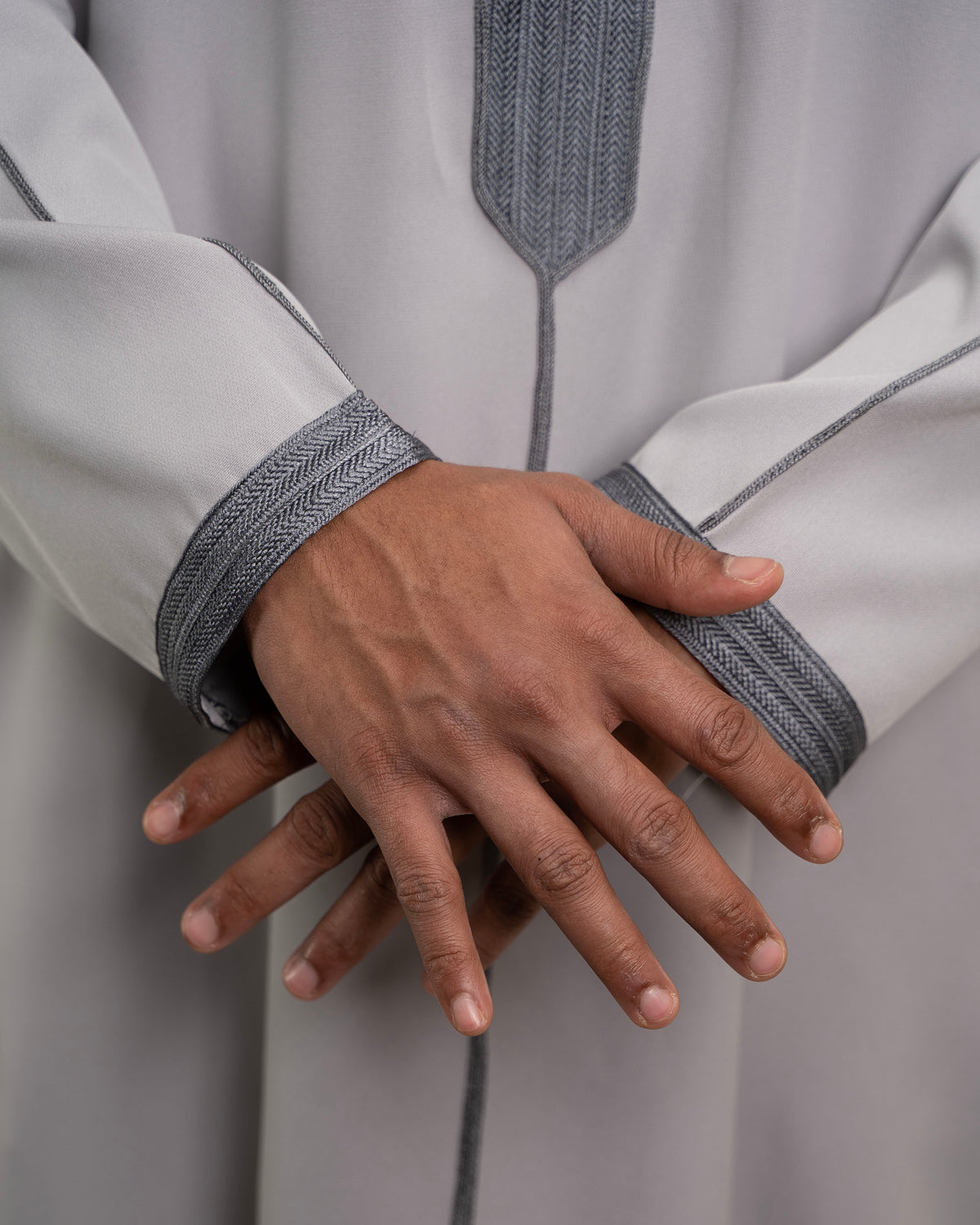 Djellaba Silver for Men – Three Quarter View, Full Length | Furqanwear