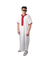 WHITE MAROON MOROCCAN THOBE