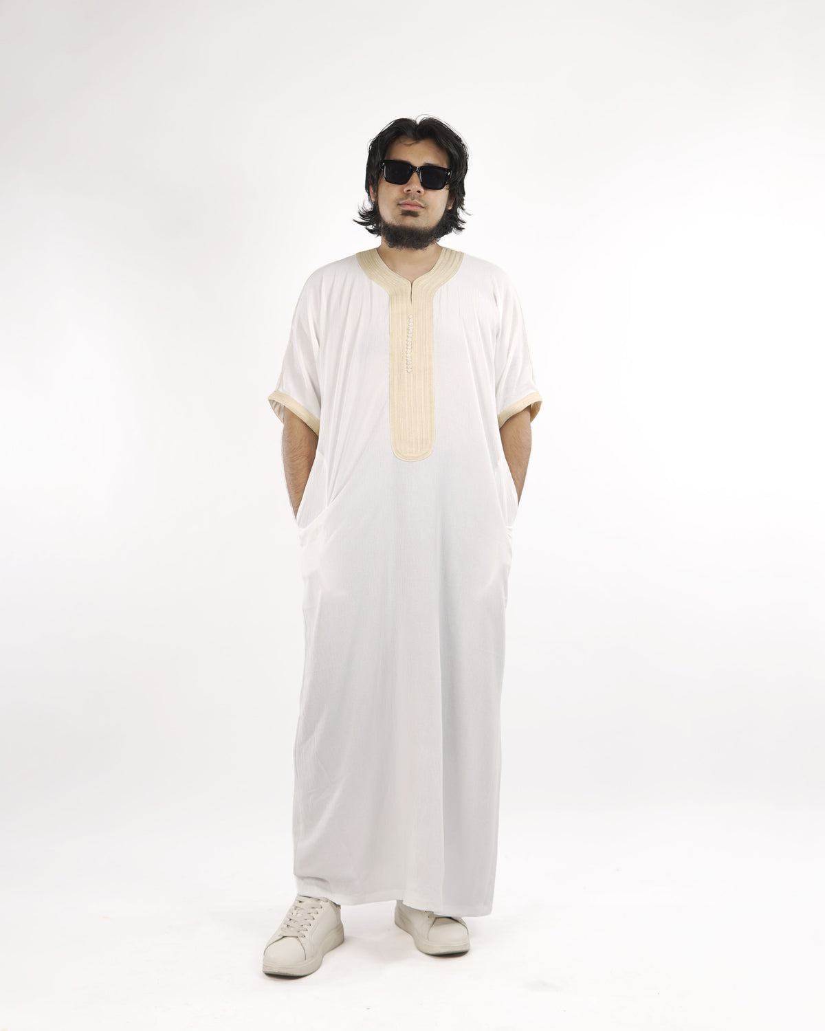 WHITE GOLD MOROCCAN THOBE.