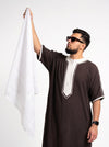 men holding a white keffiyeh scarf - Furqanwear