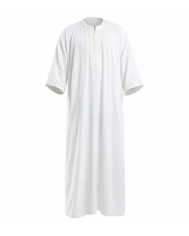 Off white Moroccan thobe collar with sfifa embroidery and fine gold detail