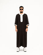 Men's Aud Brown Moroccan Thobe half-sleeve full length — Furqanwear