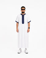 White navy moroccan thobe for men by Furqanwear