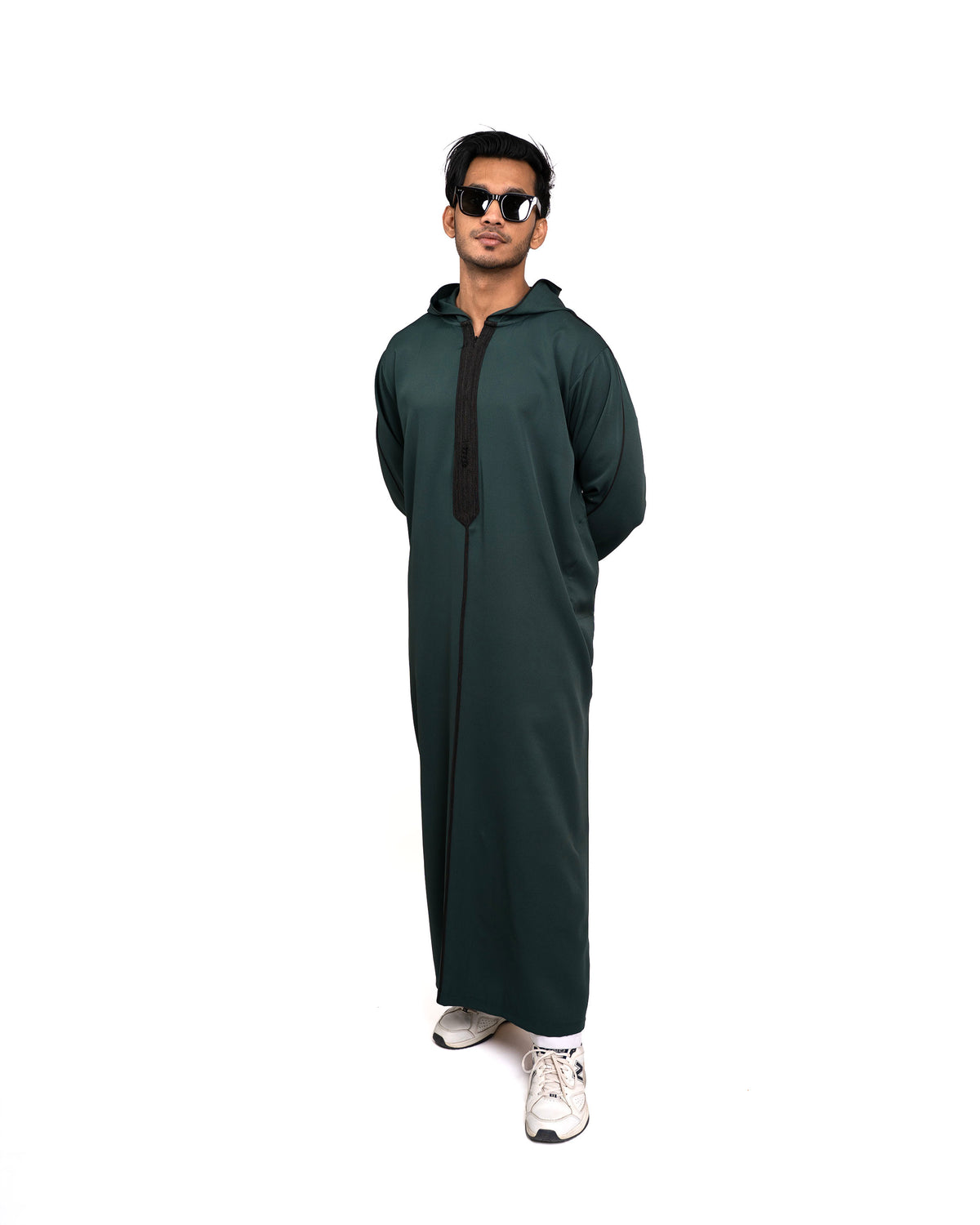 Djellaba Emerald Green Half View – Modest Moroccan Wear for Men Canada