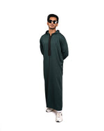 Djellaba Emerald Green Half View – Modest Moroccan Wear for Men Canada