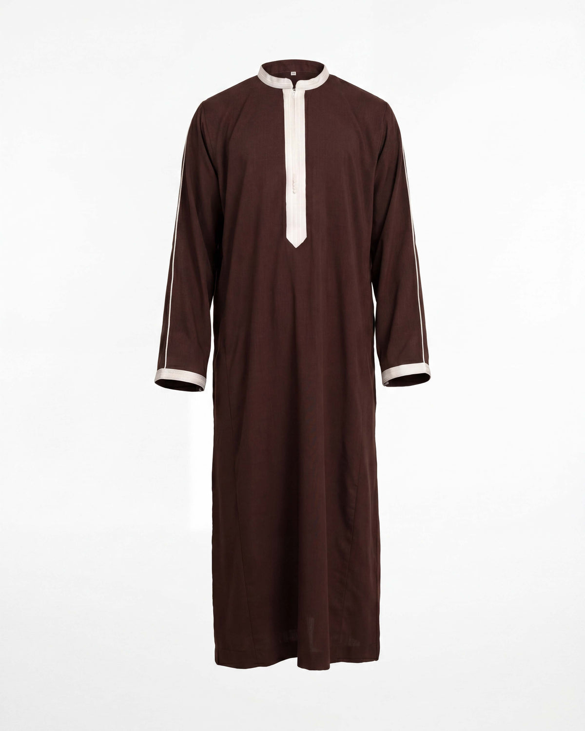 Long sleeve cuff detail – dark maroon premium thobe for men