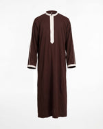 Long sleeve cuff detail – dark maroon premium thobe for men