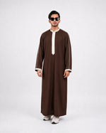 Men's Royal Thobe in dark maroon – premium Islamic clothing by Furqanwear