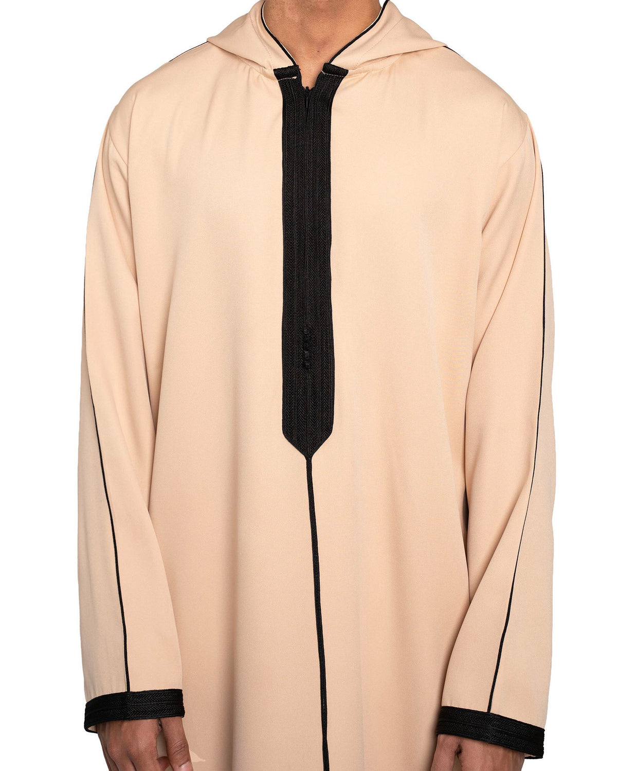 Djellaba Light Khaki Side View – Modest Moroccan Wear for Men | Furqanwear