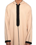 Djellaba Light Khaki Side View – Modest Moroccan Wear for Men | Furqanwear