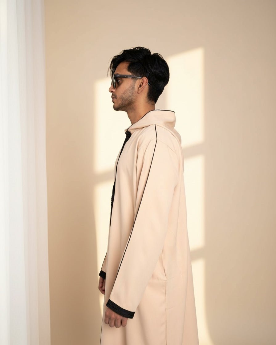 Djellaba Light Khaki Full View – Everyday Islamic Wear for Men USA