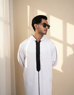Djellaba White Side View – Modest Islamic Wear for Men | Furqanwear