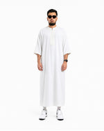 Off white Moroccan thobe full length, relaxed Moroccan cut - Furqanwear
