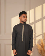 Black Saudi Thobe with Golden Embroidery for men — Furqanwear Canada