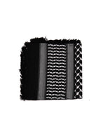 Black and White Authentic keffiyeh (shemagh) available online, Toronto, near Toronto, Ontario. Traditional kaffiyeh (kufiya) design. Versatile keffiyeh scarf and arab head scarf. Also a stylish shemagh scarf. Learn how to wear a keffiyeh and about keffiyeh and shemagh