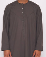 Emirati Thobe Light Brown Detail View – Wrinkle-Free Modest Wear USA
