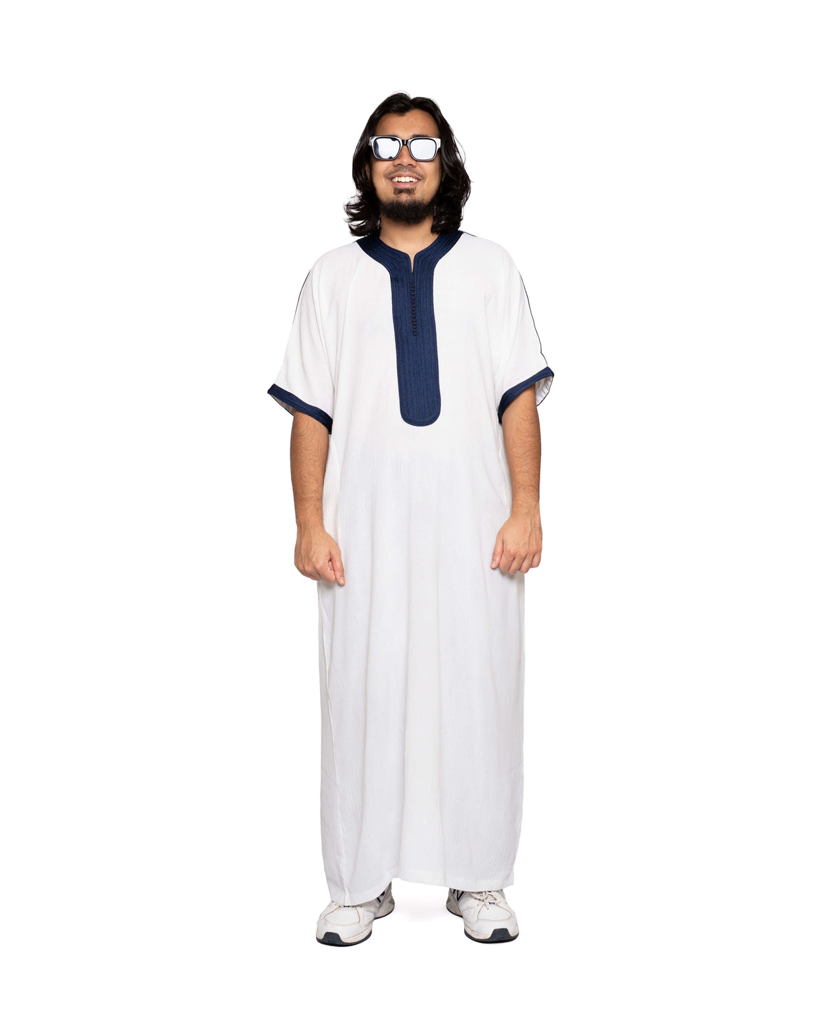 WHITE MOROCCAN | NAVY EMBROIDERED