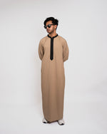 Royal Thobe Light Beige Full Length View – Modest Menswear for Men USA
