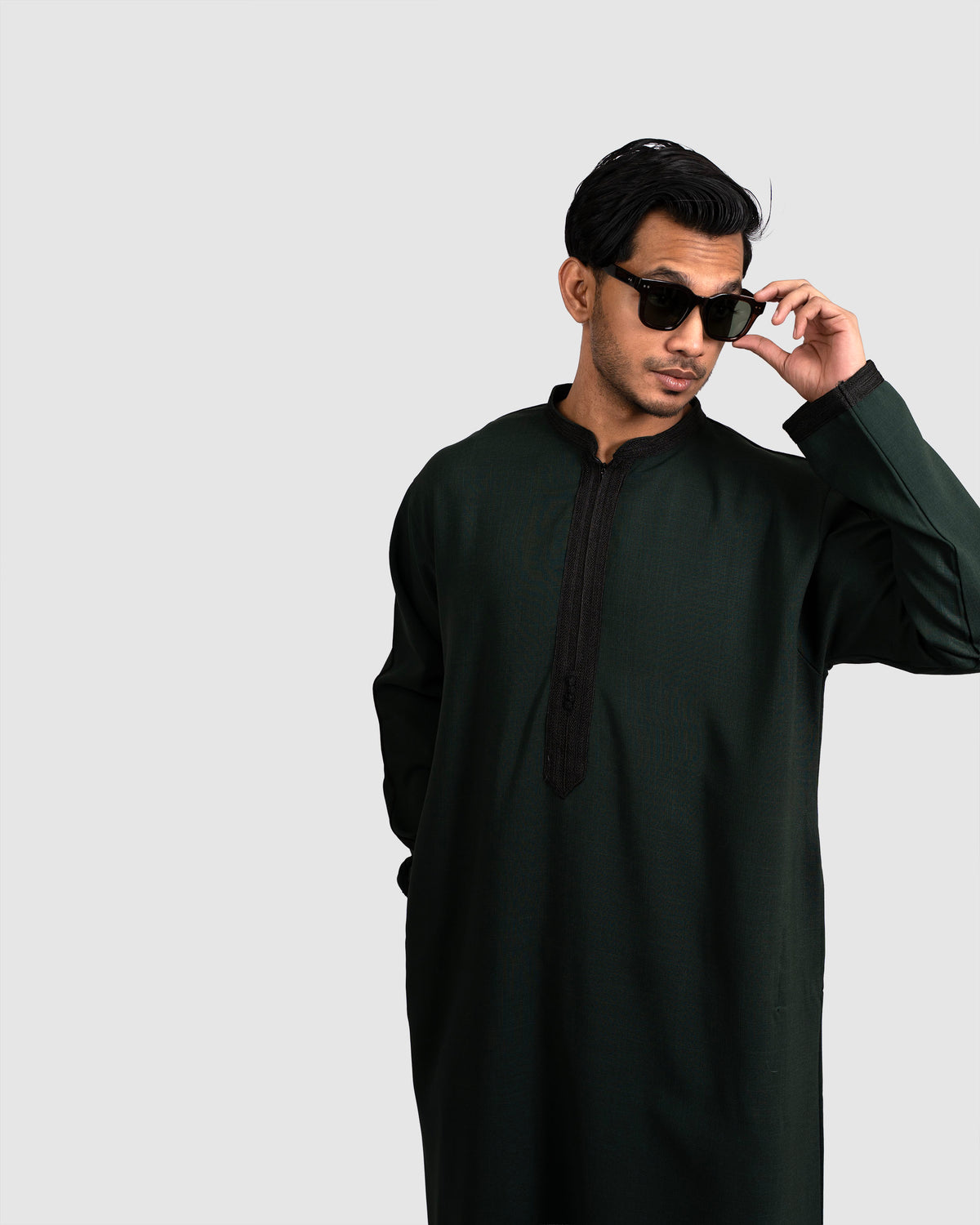 Royal Thobe Night Grey Full Length View – Modest Menswear for Men USA