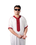 WHITE MAROON MOROCCAN THOBE