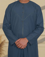 Emirati Thobe Dark Green Front Detail – Men's Thobe for Eid Canada