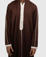 Djellaba Wooden Brown for Men – Close-Up Fabric & Hood | Furqanwear