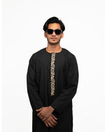 Emirati Thobe Black for Men – Front View – Furqanwear