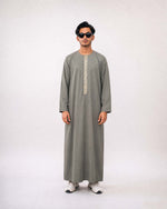 Emirati Thobe Embroidered - olive grey