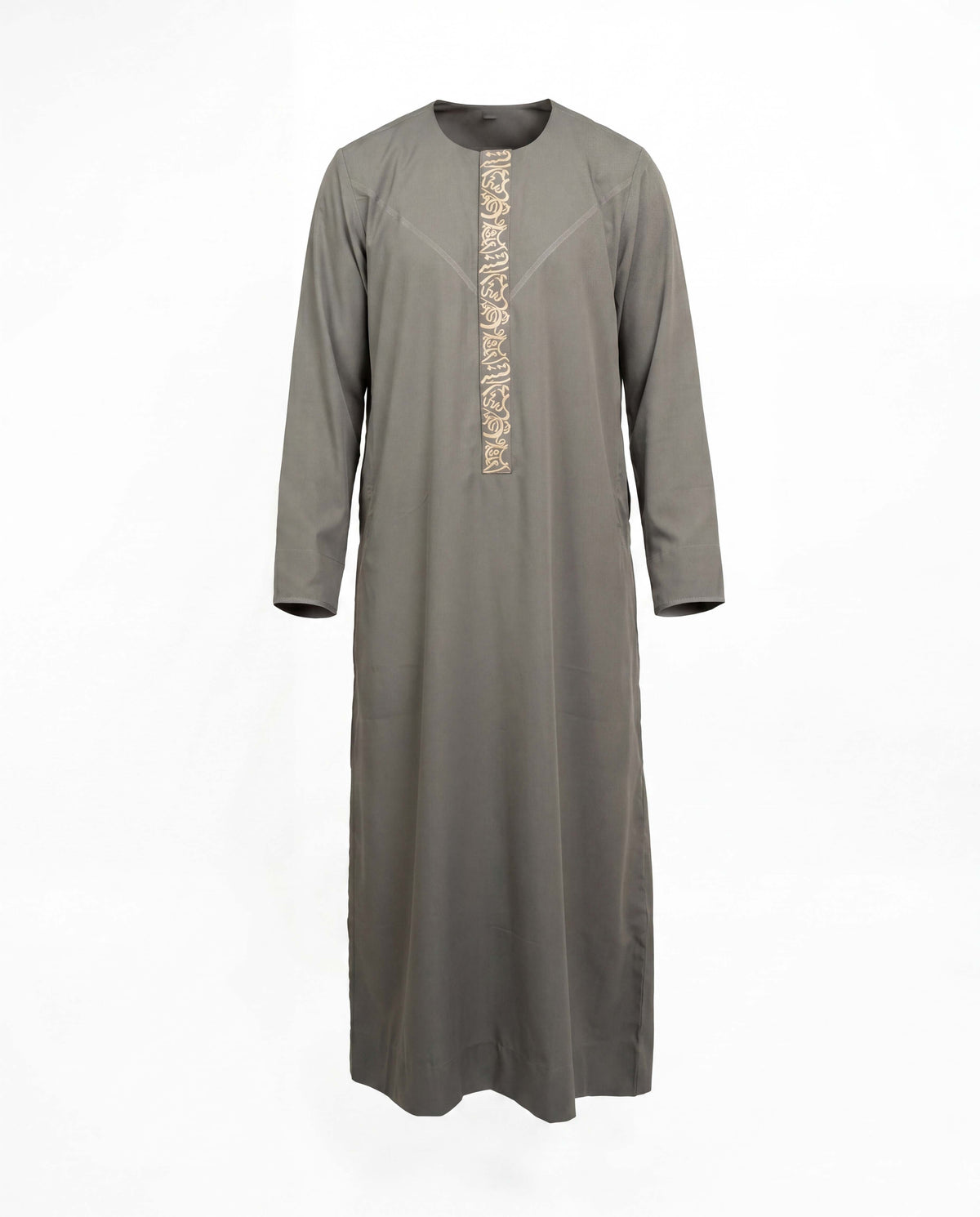Emirati Thobe Embroidered - olive grey