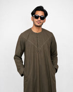 Emirati Thobe Embroidered - Dark olive