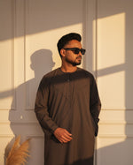 Emirati Thobe Light Brown Side View – Men's Thobe for Eid Canada