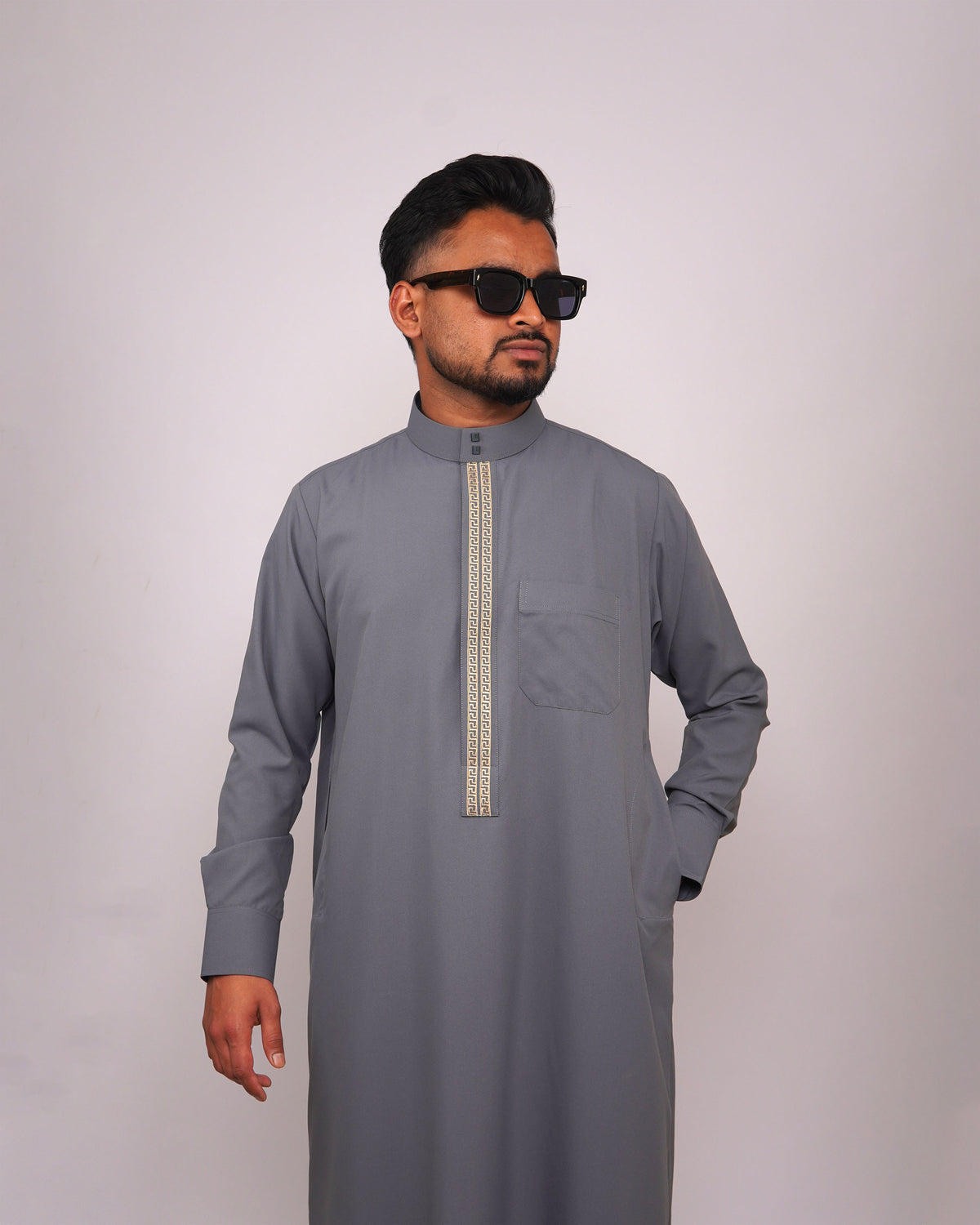 Grey Thobe Embroidered