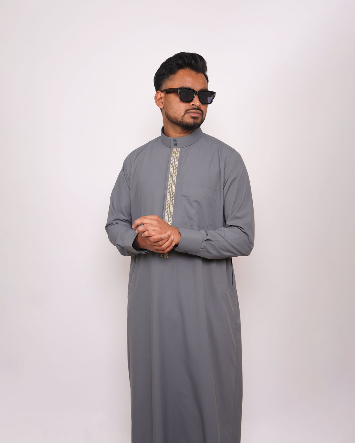 Grey Thobe Embroidered