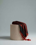 Black & Scarlet Keffiyeh Scarf with Tassels