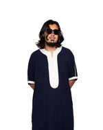 NAVY MOROCCAN | WHITE EMBROIDERED