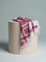 Crimson & White Keffiyeh Scarf with Tassels