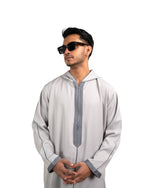 Djellaba Silver for Men – Hooded, Front View | Furqanwear