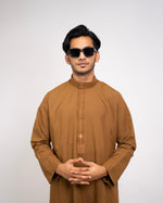 Saudi Thobe Copper Brown for Men –Profile Detail | Furqanwear