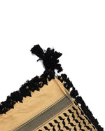Yellow and Black Authentic keffiyeh (shemagh) available online, Toronto, near Toronto, Ontario. Traditional kaffiyeh (kufiya) design. Versatile keffiyeh scarf and arab head scarf. Also a stylish shemagh scarf. Learn how to wear a keffiyeh and about keffiyeh and shemagh
