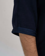 Navy Blue Moroccan Thobe tonal embroidery fabric detail — Furqanwear Canada